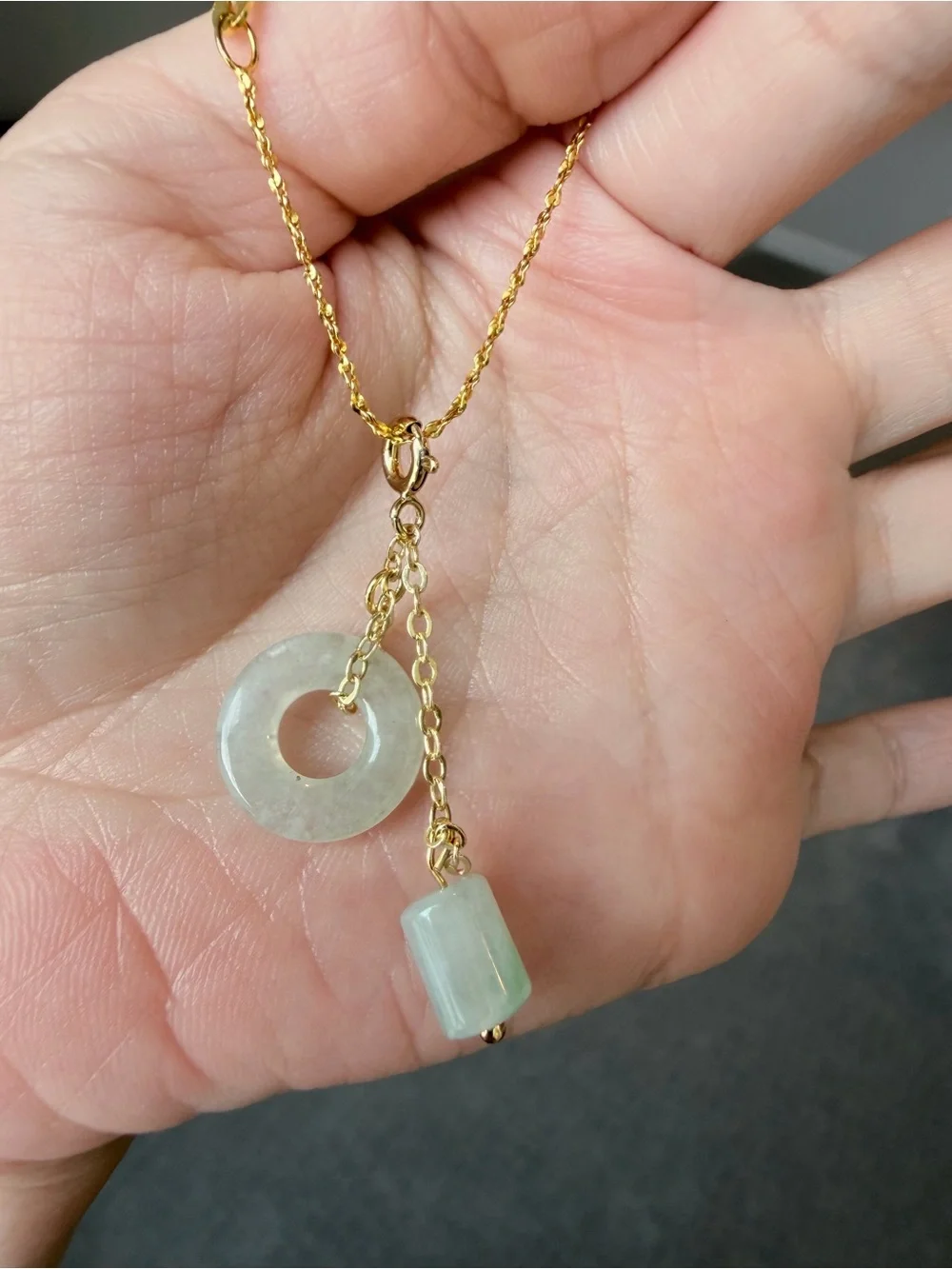 Natural Grade A Burmese Icy Jadeite Donut & Barrel Handmade DIY Charm Pendant